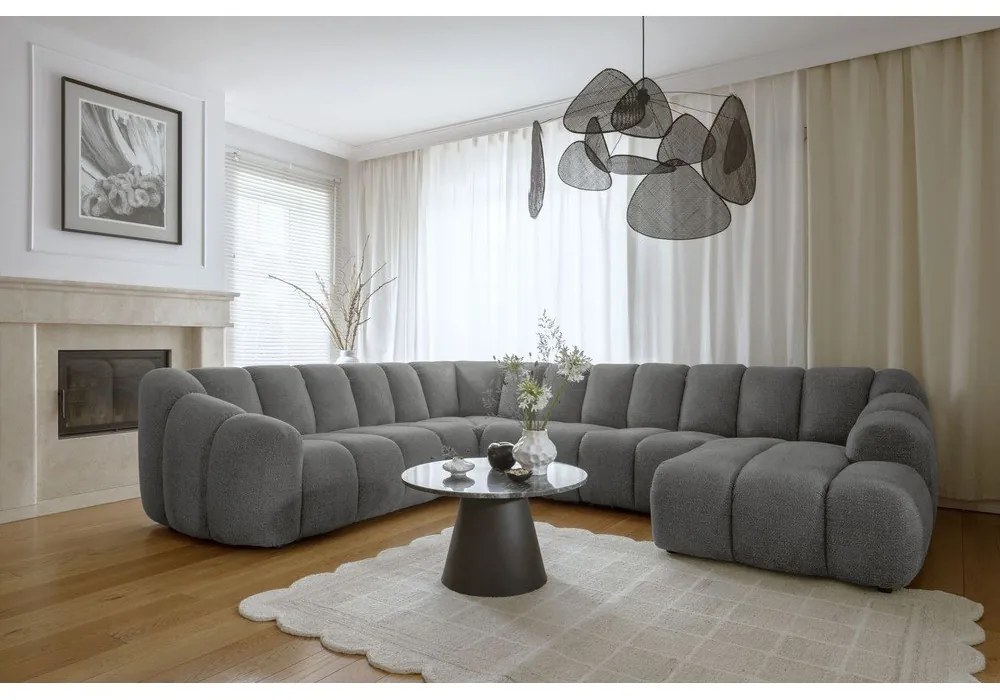 Сив ъглов диван (ляв ъгъл/U форма) Shell – Miuform