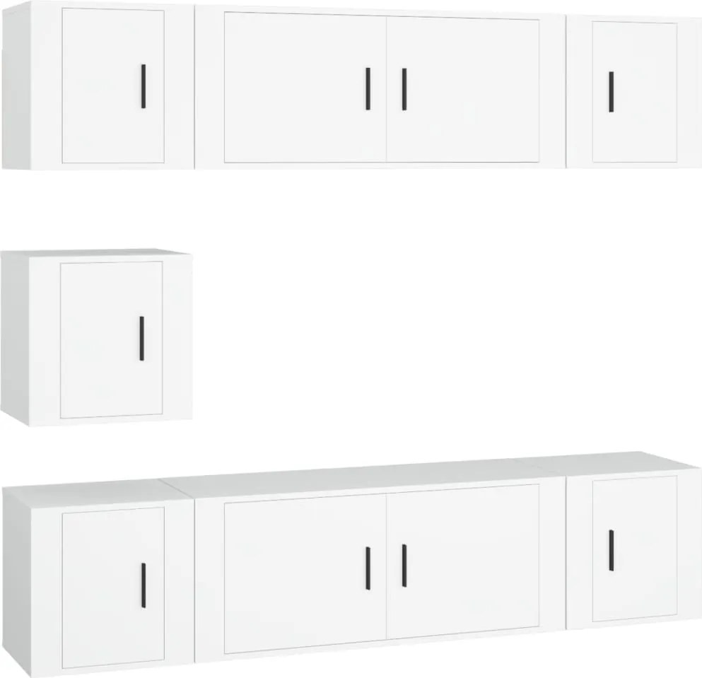 3188662 vidaXL Комплект ТВ шкафове от 7 части, бял, инженерно дърво