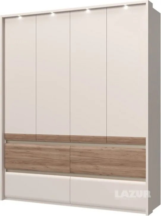 Четирикрил гардероб Инвиктус с чекмеджета