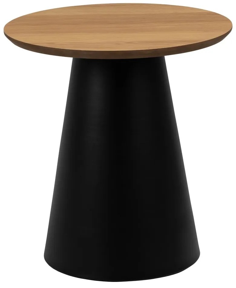 Кръгла масичка за кафе в черен и естествен цвят с дъбов плот ø 45 cm Soli - Actona