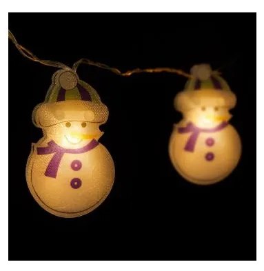 LED коледен гирлянд 10xLED/2xAA, 1,35 m, топла бяла светлина, снежен човек