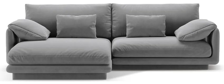 Светлосив кадифен ъглов диван (ляв ъгъл) Torino – Micadoni