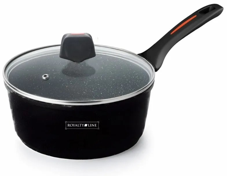 Касерола с капак Royalty Line RL-FSN20, 20 см, 2.1 л, Гранитно покритие, Индукция, Черен