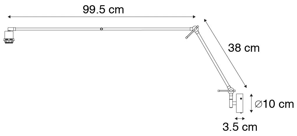 Модерна стенна лампа черна регулируема - Blitz