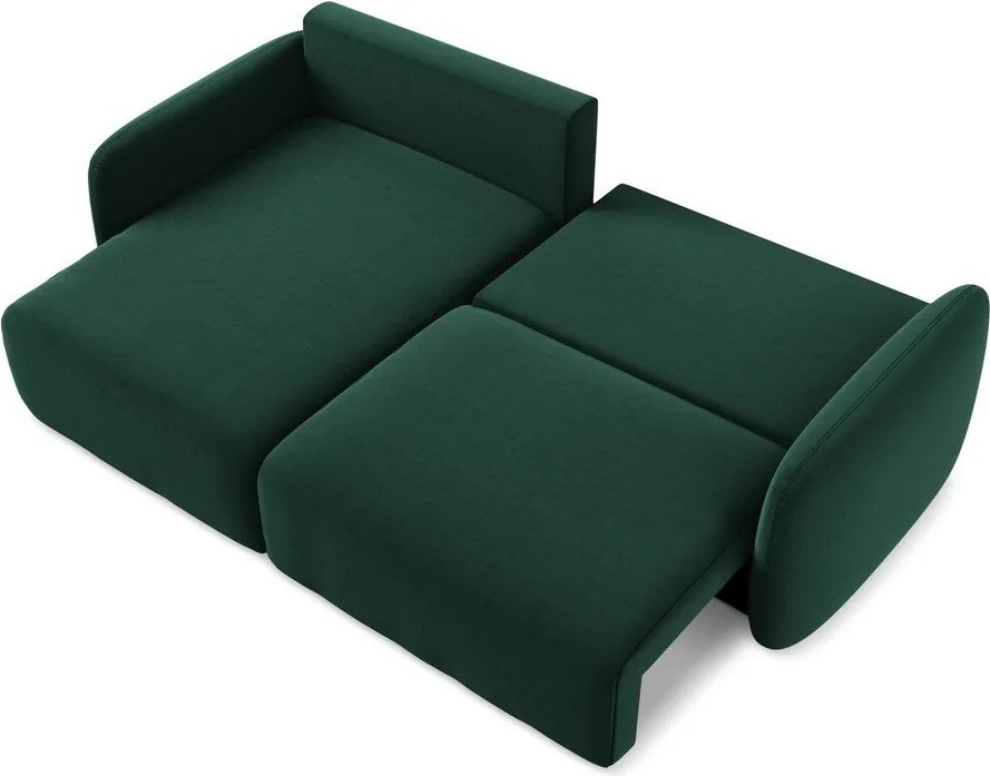 Тъмнозелен кадифен сгъваем/с място за съхранение ъглов диван (ляв ъгъл) Kalena – Makamii