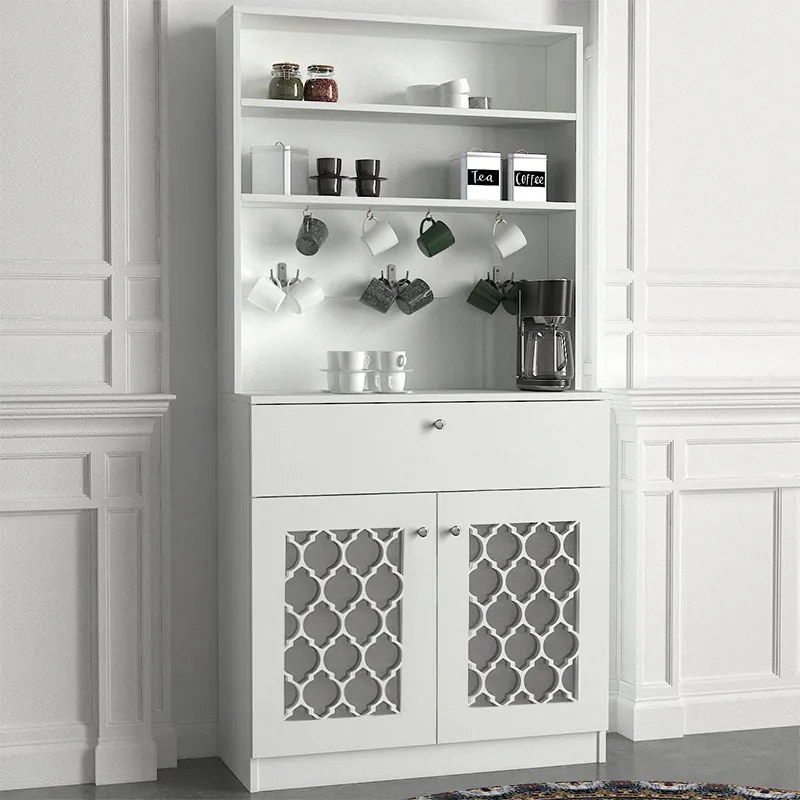 Аксел кухненски меламинови мебели в бял цвят 90x37x183,6см.