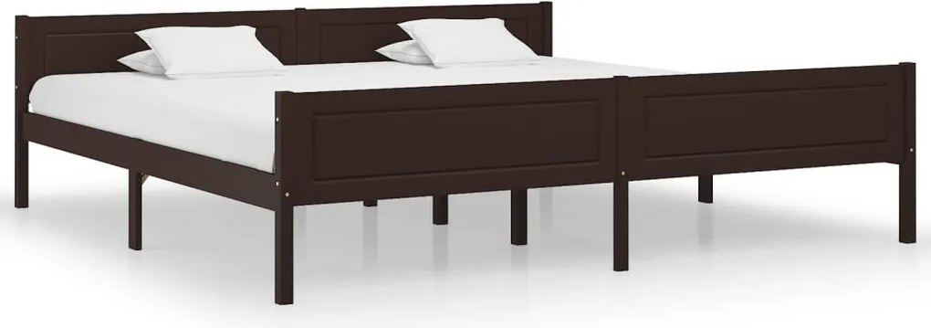 322123 vidaXL Рамка за легло, борово дърво масив, тъмнокафява, 200x200 см