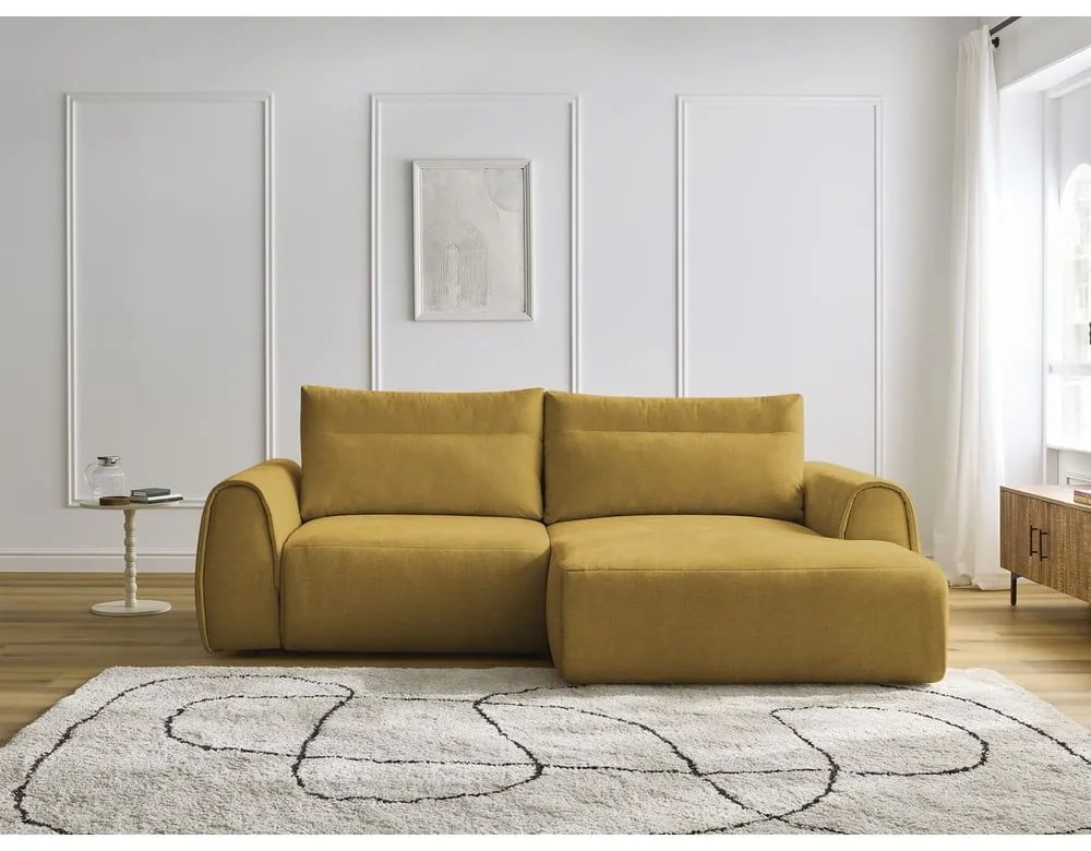 Ъглов диван в цвят жълта охра Aden – Bobochic Paris