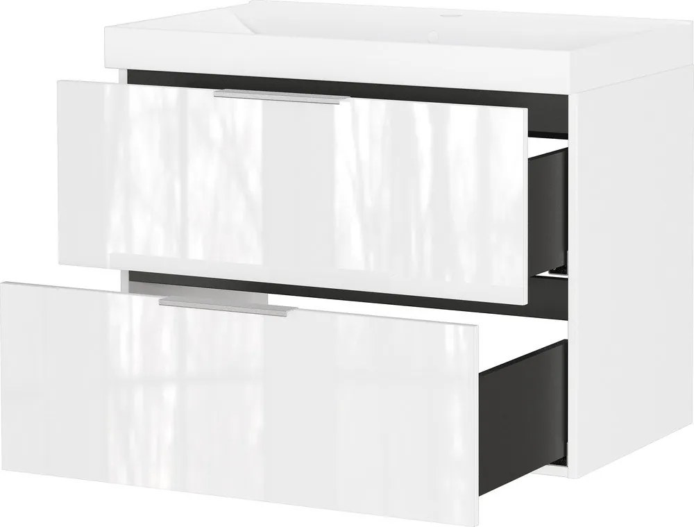 Бял гланцов стенен шкаф за мивка 81x65 cm Celano – Germania