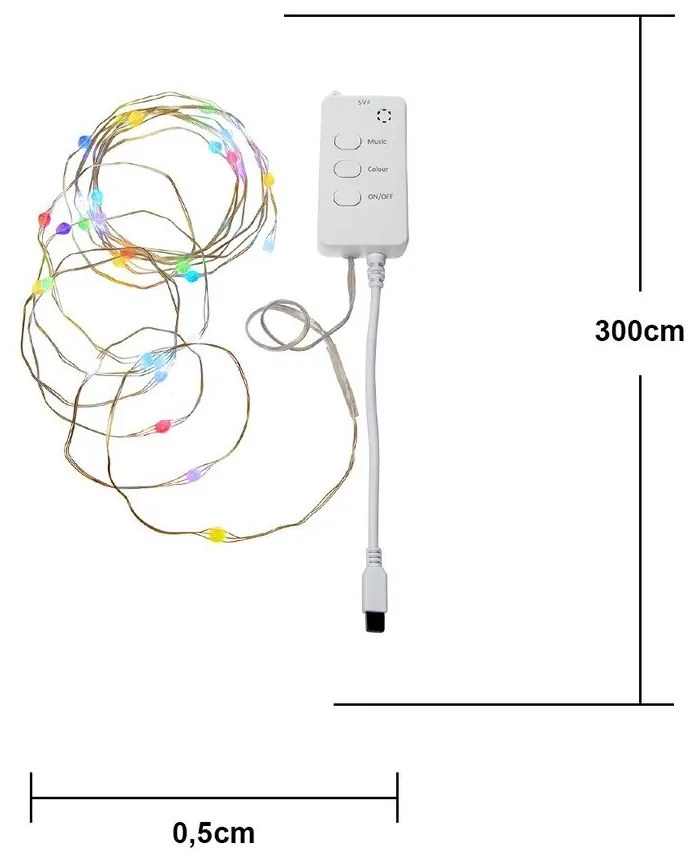 Светлинна верига с USB с 30 бр. крушки, дължина 300 cm Smart Strip – Star Trading