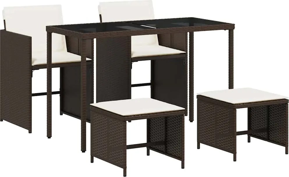 365082 vidaXL Градински комплект с възглавници 5 части кафяв полиратан