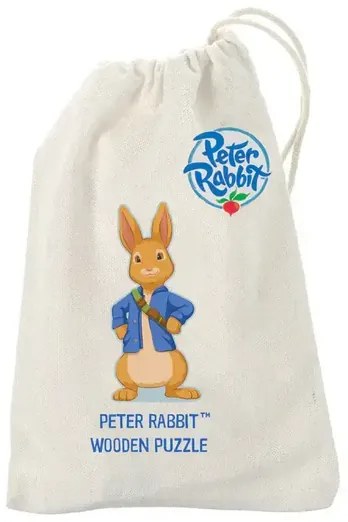 Дървен мини пъзел Peter Rabbit, в торбичка