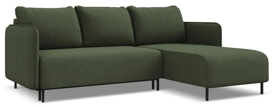 Зелен разтегателен ъглов диван с място за съхранение (десен ъгъл) Luana – Makamii