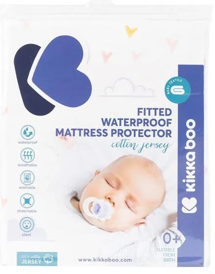 KIKKA BOO Протектор за матрак с борд 60/120/15 см. HEARTS
