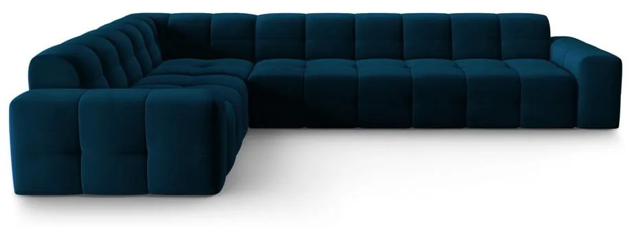 Тъмносин ъглов диван от кадифе (ляв ъгъл) Kendal - Micadoni Home