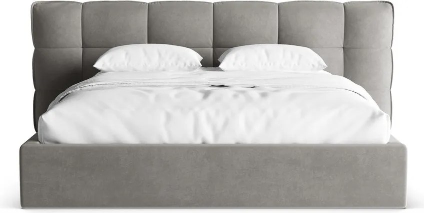 Сиво двойно легло 200x200 cm тапицирано с място за съхранение с включена подматрачна рамка Eric – Micadoni