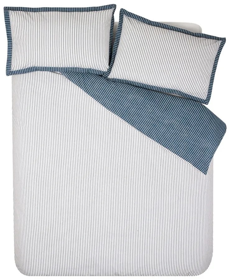 Бяло-синьо двойно спално бельо 200x200 cm Oxford Pinstripe – Catherine Lansfield