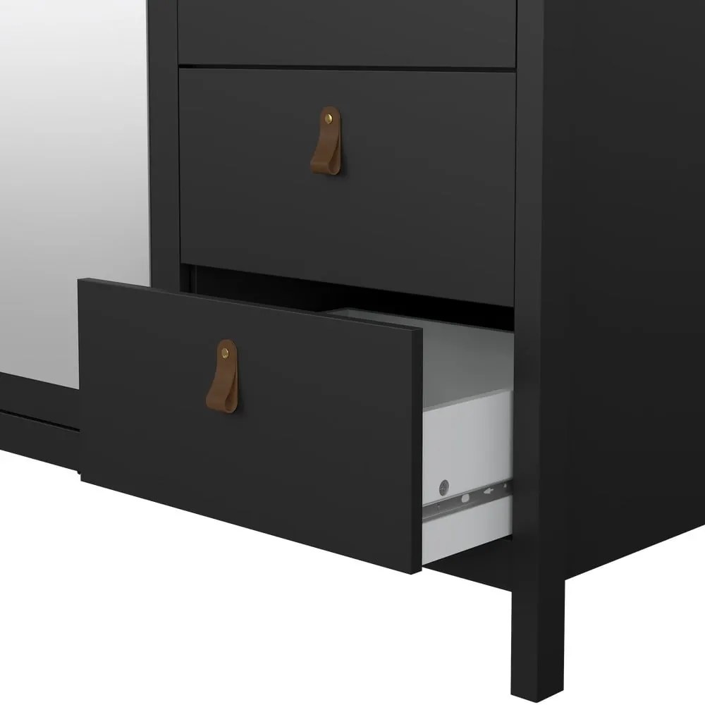 Черен гардероб с огледало 150x199x58 cm Madrid – Tvilum