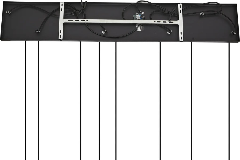 Арт Деко висяща лампа черна с димно стъкло 8 светлини - Hanne