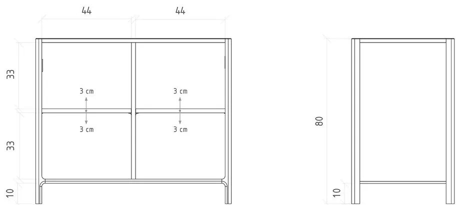 Шкафче от масивен дъб в естествен цвят 95x80 cm Twig – The Beds