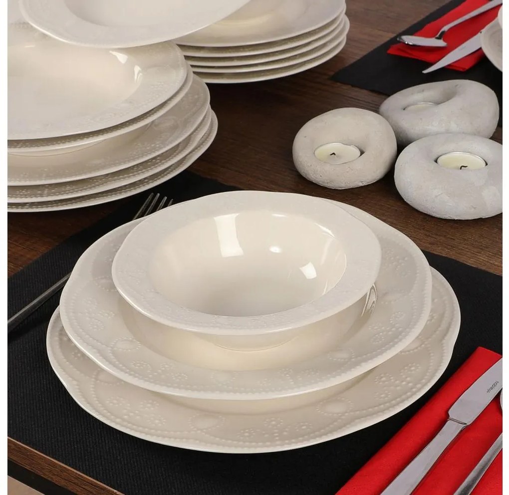 Комплект за хранене 24 бр. бял/порцелан