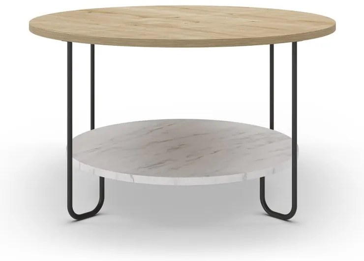 Кръгла масичка за кафе с дъбов плот в естествен цвят ø 80 cm Tonka - Marckeric