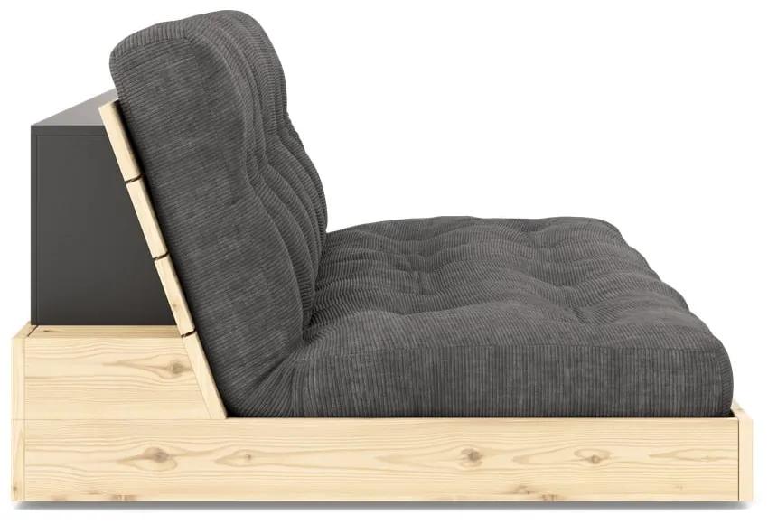 Черен/антрацитен разтегателен диван от велур 196 cm Base – Karup Design