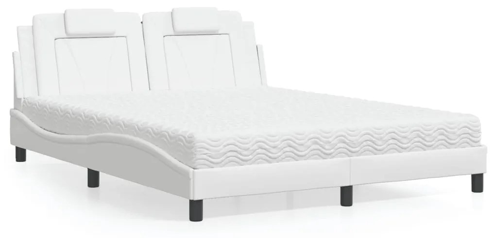 3208804 vidaXL Легло Viana без матрак, бяло, 160x200 см, изкуствена кожа