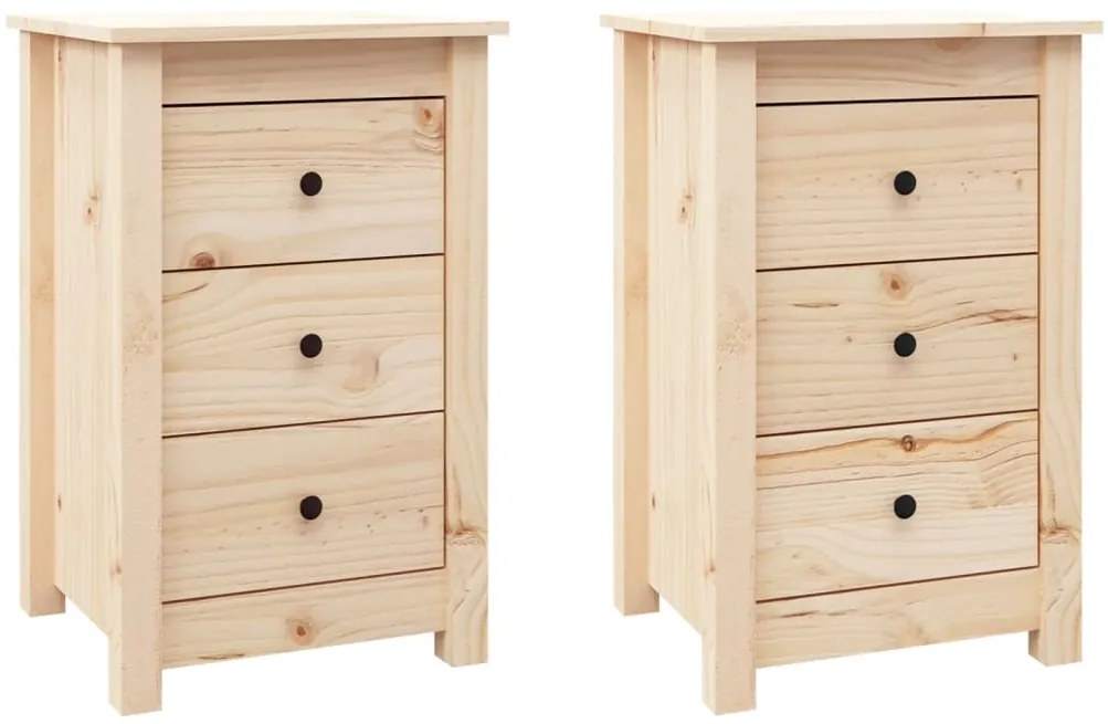 813700 vidaXL Нощни шкафчета, 2 бр, 40x35x61,5 см, борово дърво масив