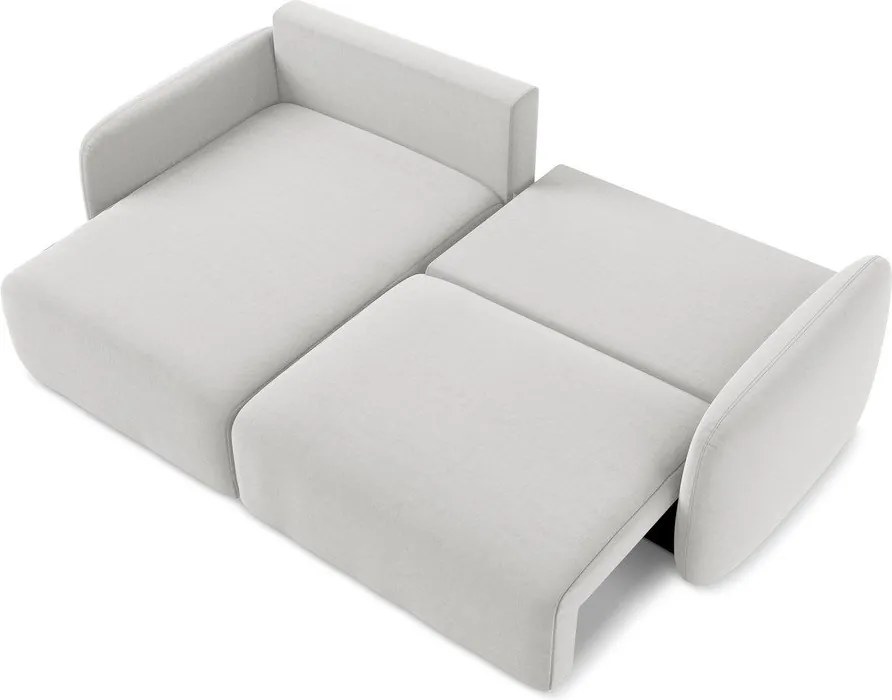 Светлосив кадифен сгъваем/с място за съхранение ъглов диван (ляв ъгъл) Kalena – Makamii