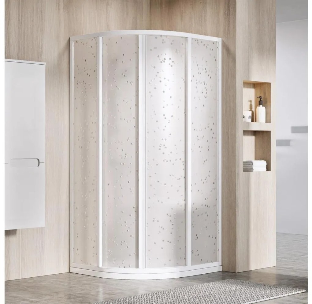 Ravak 3114O10211 - Четириделна четвърткръгла душ кабина SUPERNOVA 80x80 cm бяла