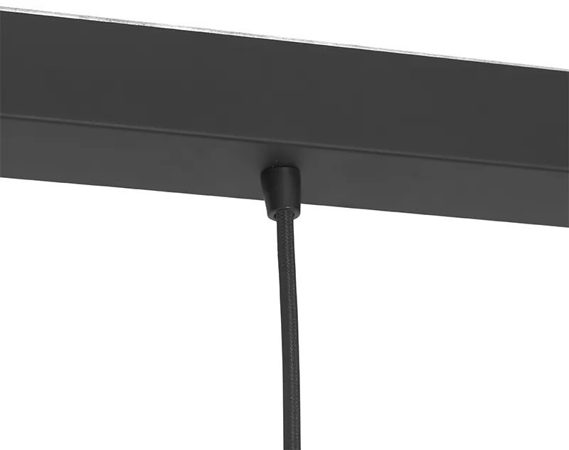 Висяща лампа в стил арт деко черна с опушено стъкло овална 3-светлина - Busa