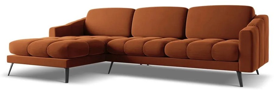 Оранжев кадифен ъглов диван (ляв ъгъл) Nalu – Makamii