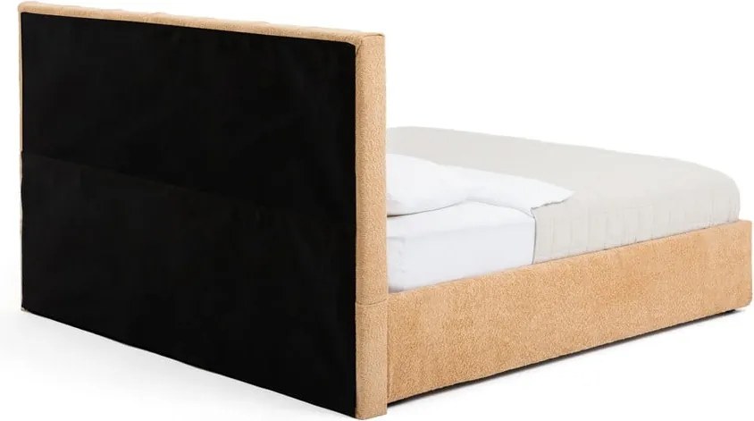 Тапицирано двойно легло с място за съхранение с матрак и решетка 160x200 cm в цвят горчица Thessa Bold Line - Bonami Selection