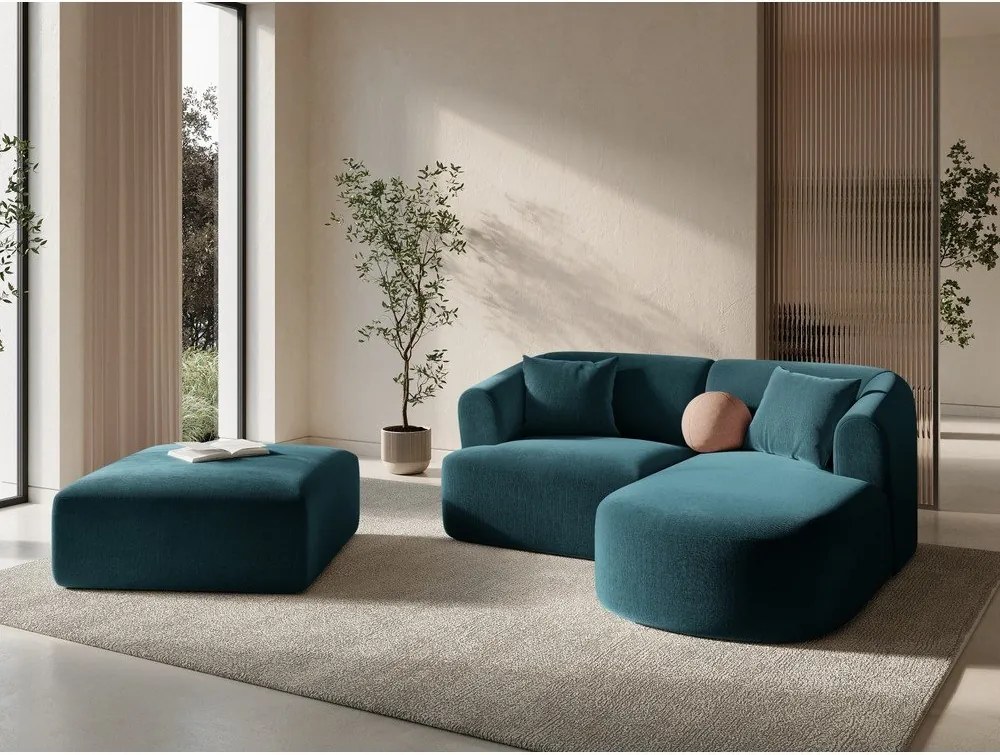 Кадифена табуретка в петролен цвят Campi – Cosmopolitan Design