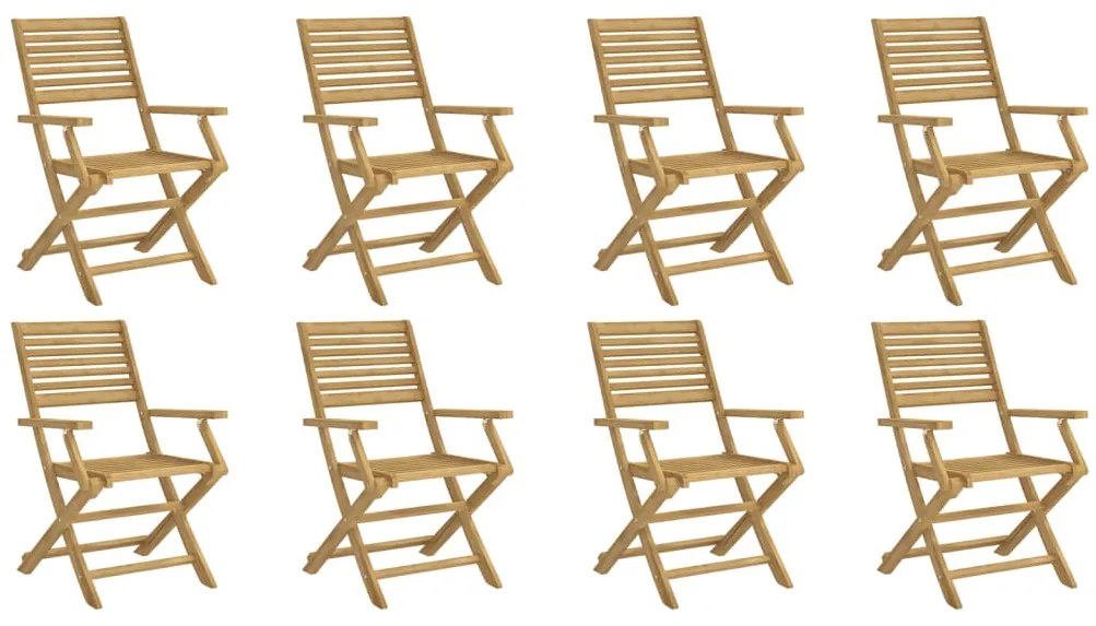 3214227 vidaXL Сгъваеми градински столове 8 бр 54,5x61,5x86,5 см акация масив