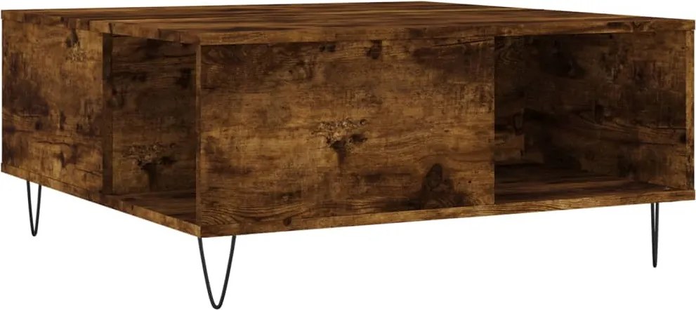 830785 vidaXL Кафе маса, опушен дъб, 80x80x36,5 см, инженерно дърво