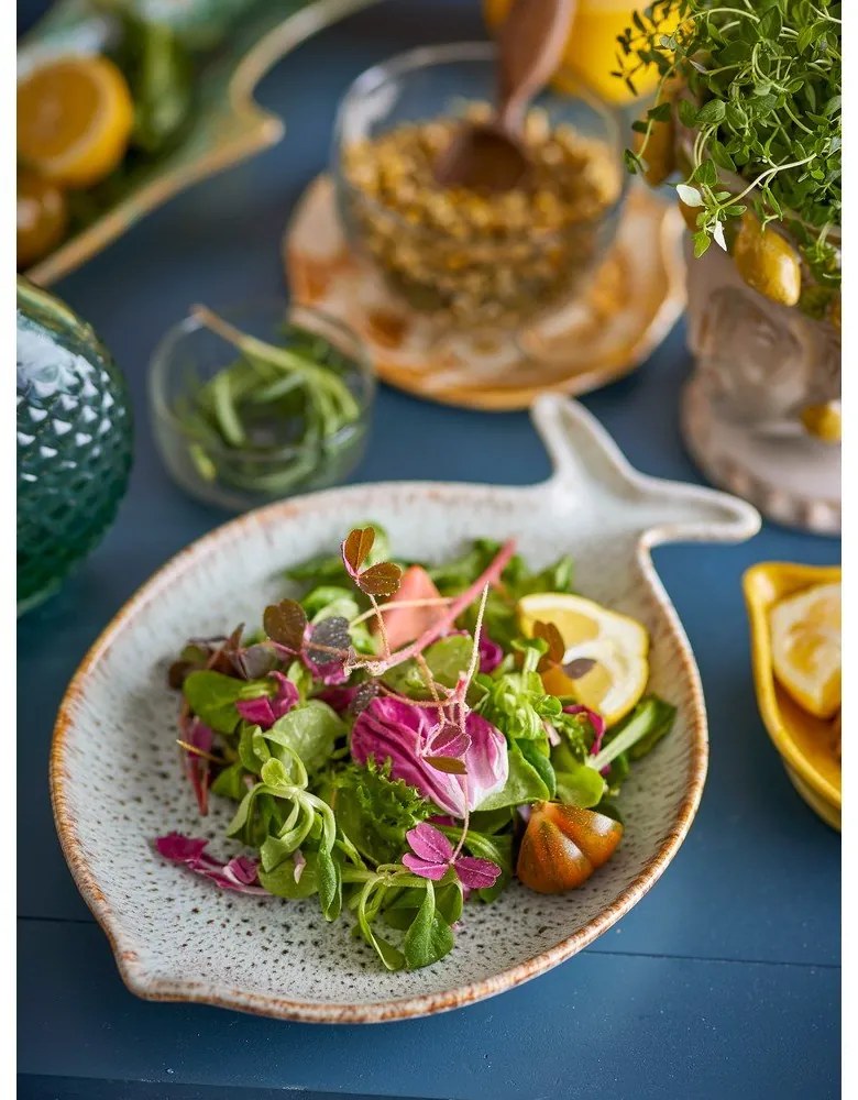 Синя/бежова глинена чиния за сервиране Fleur – Bloomingville