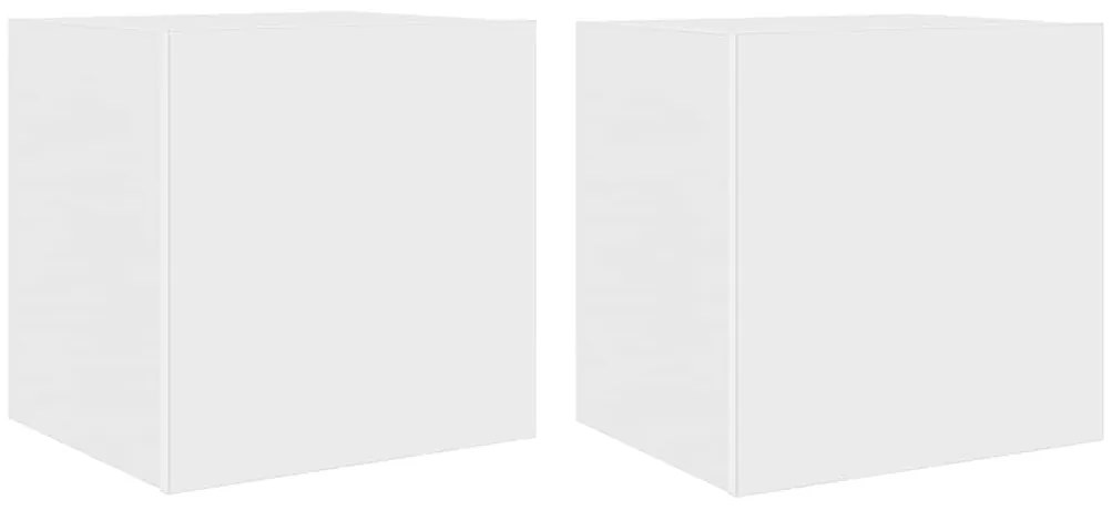 837247 vidaXL Стенни ТВ шкафове с LED осветление, 2 бр, бели, 40,5x35x40 см