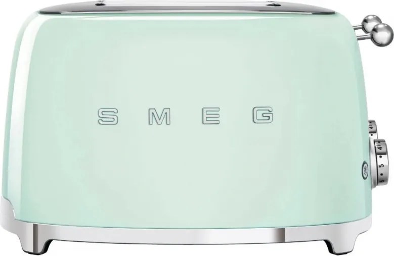 Тостер за хляб SMEG 50's Style TSF03PGEU, 2000W, 4 филии, 6 нива, Тавичка за трохи, Вграден кабел, Неръждаема стомана, Зелен