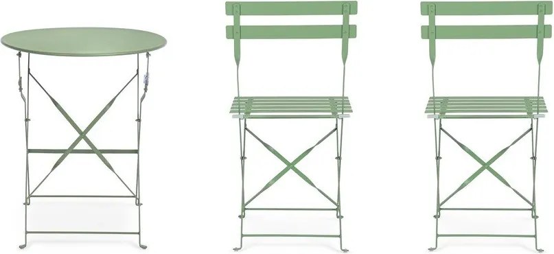 Светлозелен стоманен градински комплект за хранене за 2 Austin – Bizzotto