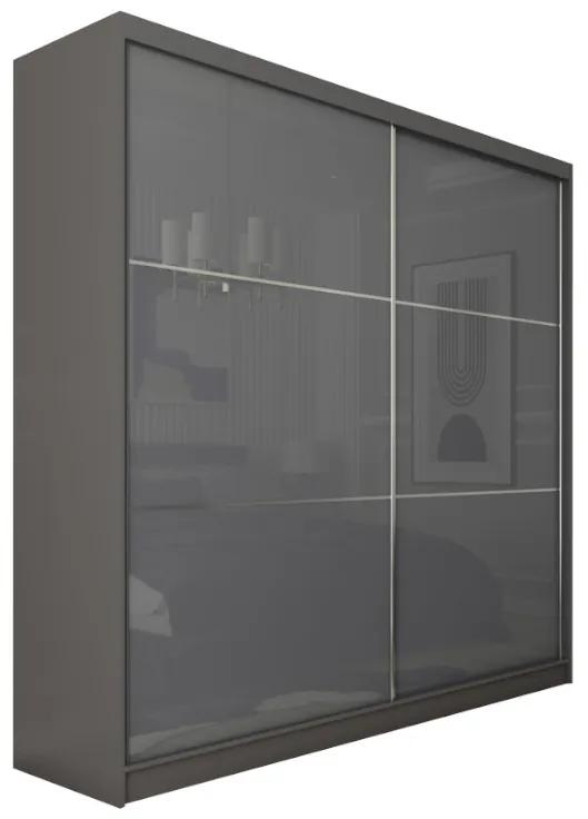 Гардероб с плъзгащи врати KUREZ, 200x216x61, сив