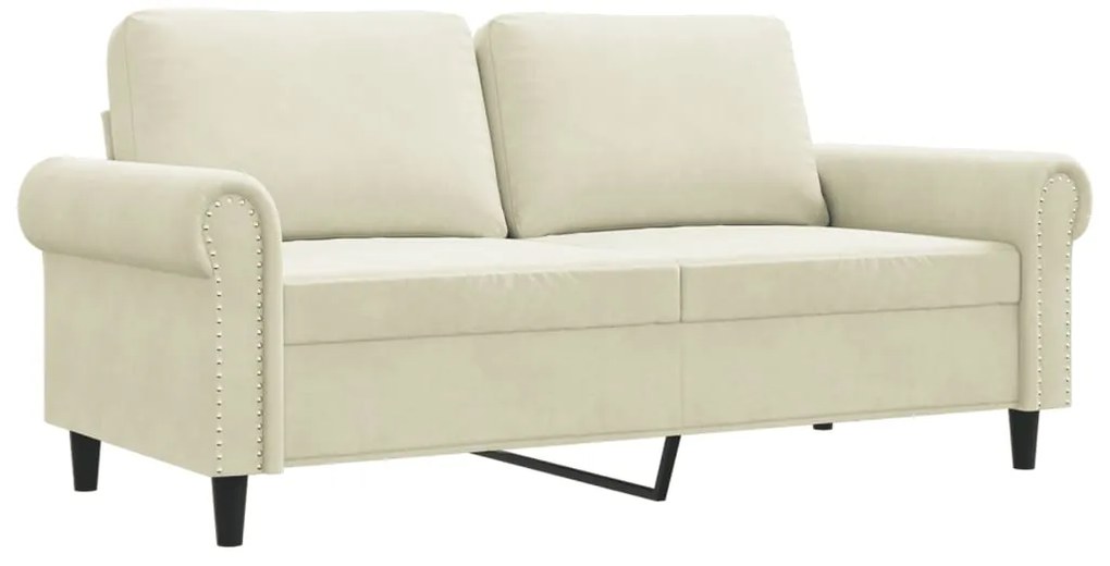 359537 vidaXL 2-местен диван, кремава, 140 см, кадифе