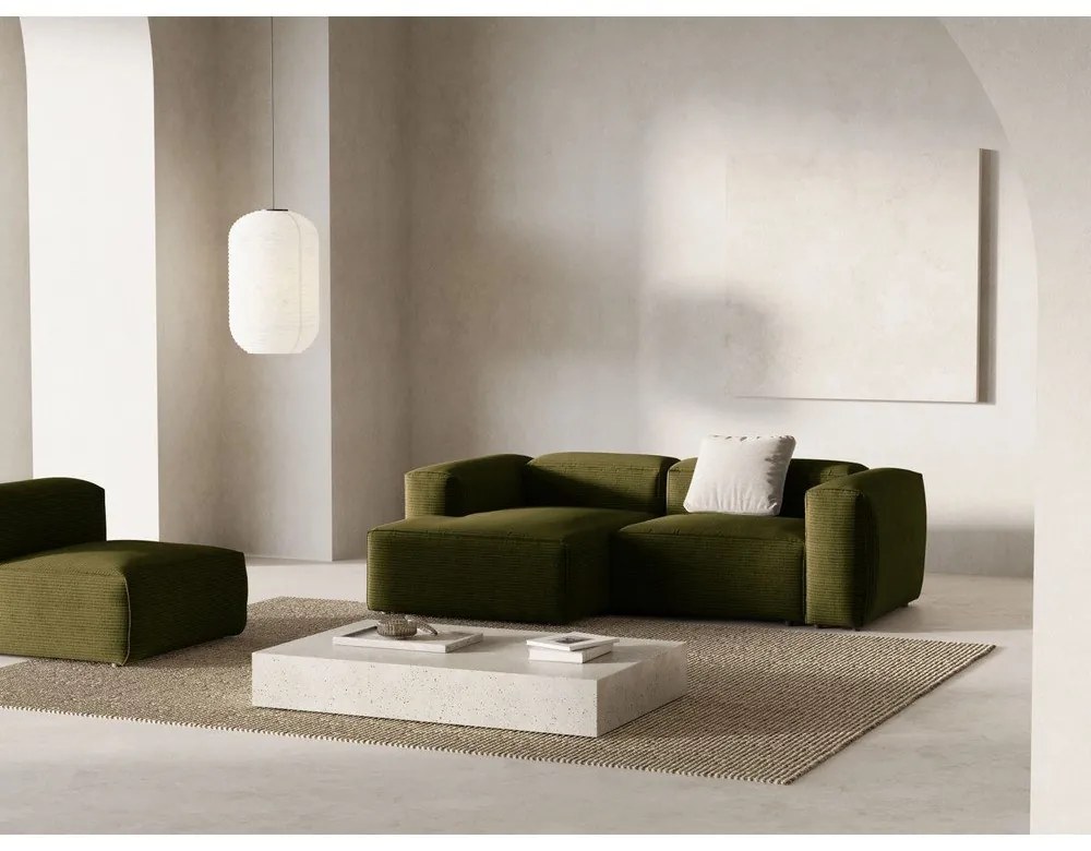 Зелен ъглов диван от рипсено кадифе (ляв ъгъл) Bergamo – Cosmopolitan Design