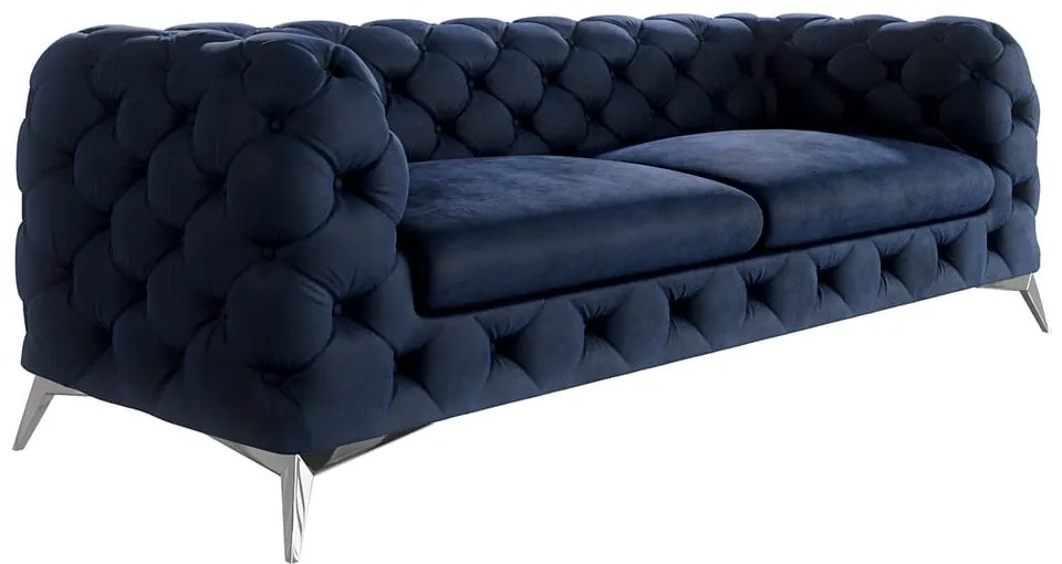 Тъмносин кадифен диван 225 cm Chelsea – Ropez
