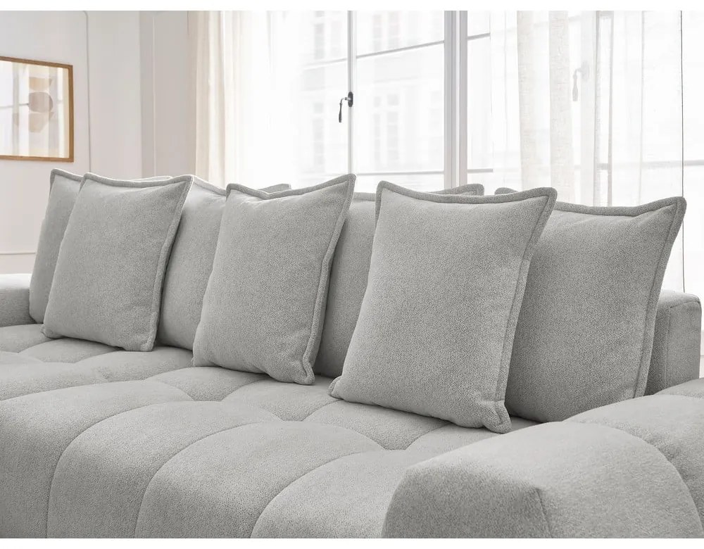 Светлосив шенилов сгъваем/с място за съхранение ъглов диван (ляв ъгъл) Everest – Bobochic Paris