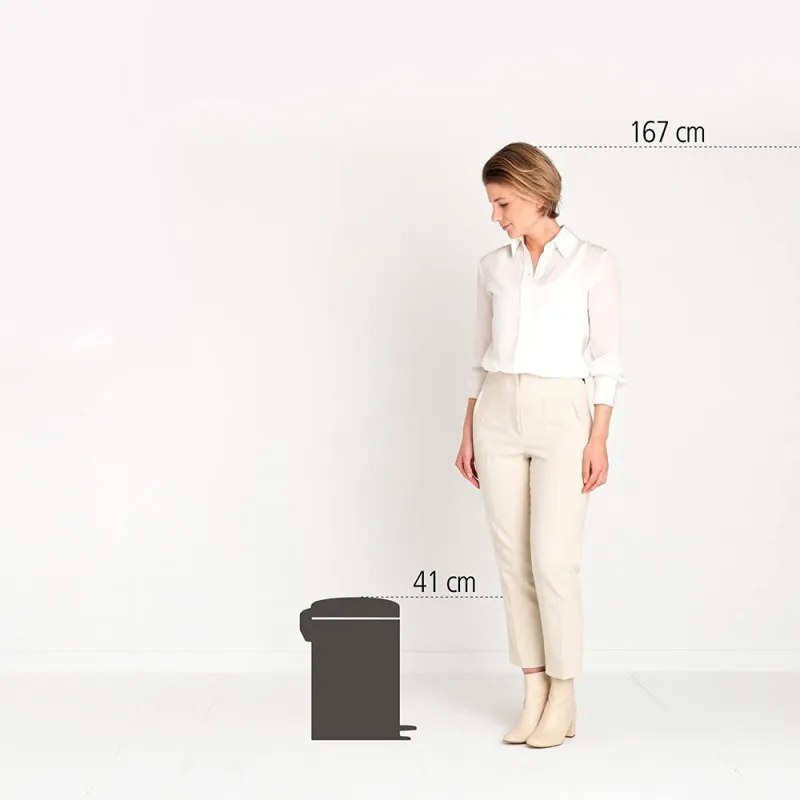 Кош за боклук с педал Brabantia NewIcon 649026, 12 л, Плавно затваряне, Противоплъзгаща основа, Инокс/Мат