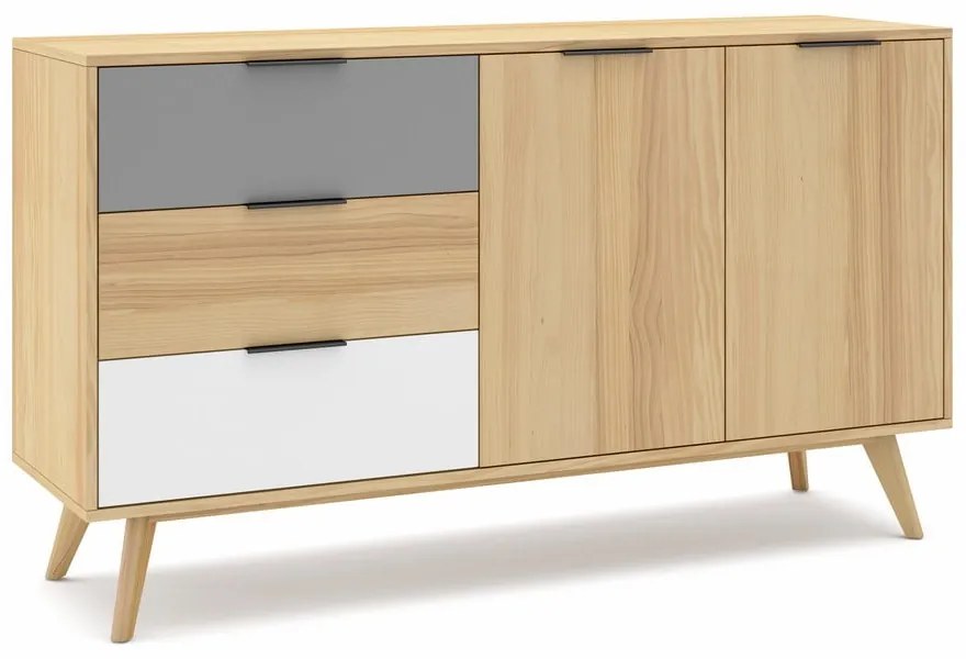 Нисък скрин с дъбов декор в естествен цвят 140x81 cm Elfa - Marckeric