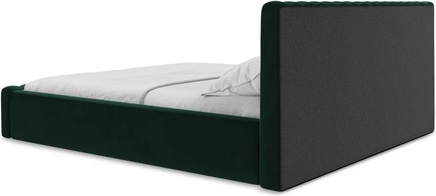 Тъмнозелено двойно легло 140x200 cm тапицирано с място за съхранение с включена подматрачна рамка Lemi – Makamii