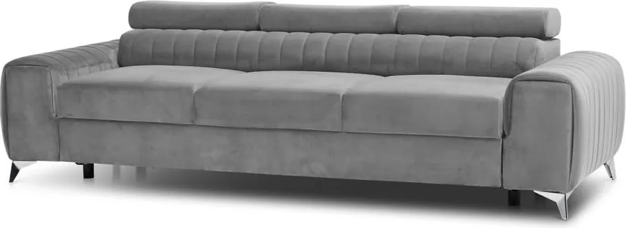 Светлосив кадифен разтегателен диван 261 cm Laurence – ELTAP